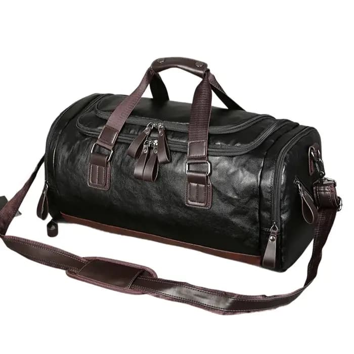 Sac de voyage en cuir véritable fendu pour hommes – Sac polochon de sport résistant à l'eau de grande capacité