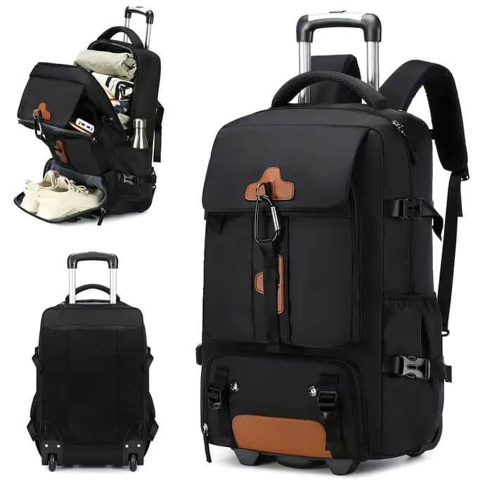 Sac à dos de voyage grande capacité avec roulettes