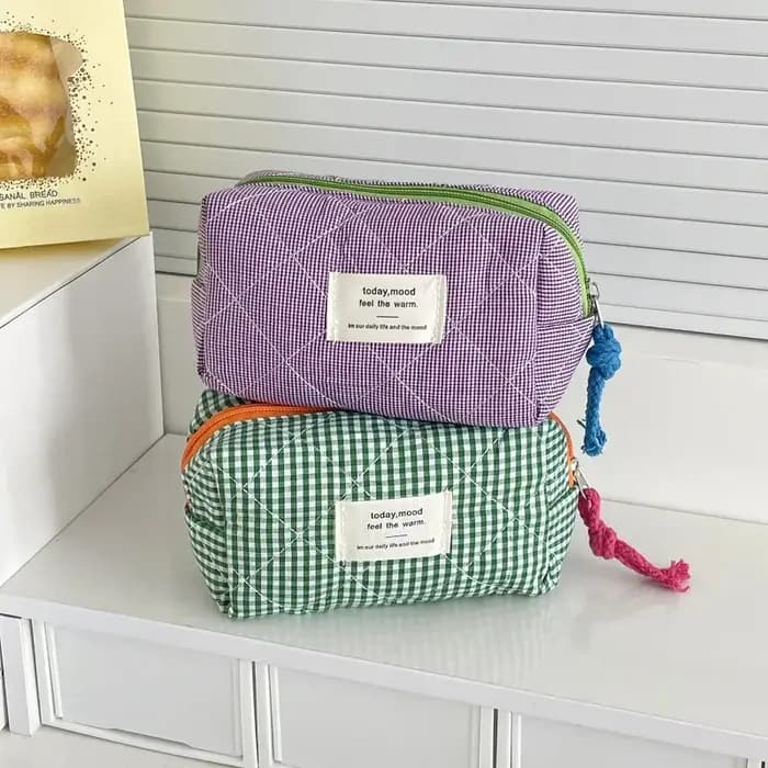 Trousse de Toilette Matelassée à Carreaux pour Filles