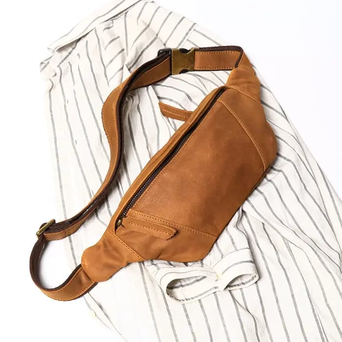 Sac banane en cuir Crazy Horse pour homme