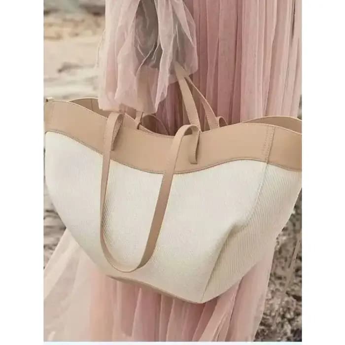 Nouveau sac fourre-tout haut de gamme en tricot avec empiècements, à porter à la main ou à l'épaule,