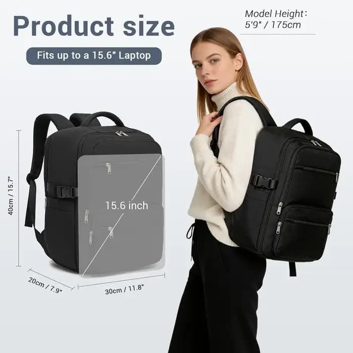 Sac à dos KONO pour bagage à main 40x30x20cm, 24L, avec compartiment pour ordinateur portable 15,6 p
