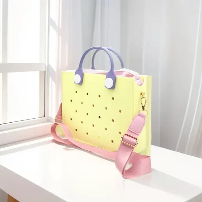 Le gars orange nouveau EVA décontracté brin étanche voyage sac fourre-tout femmes mode perforé sac à main ajustement charmes sacs de plage en plein air