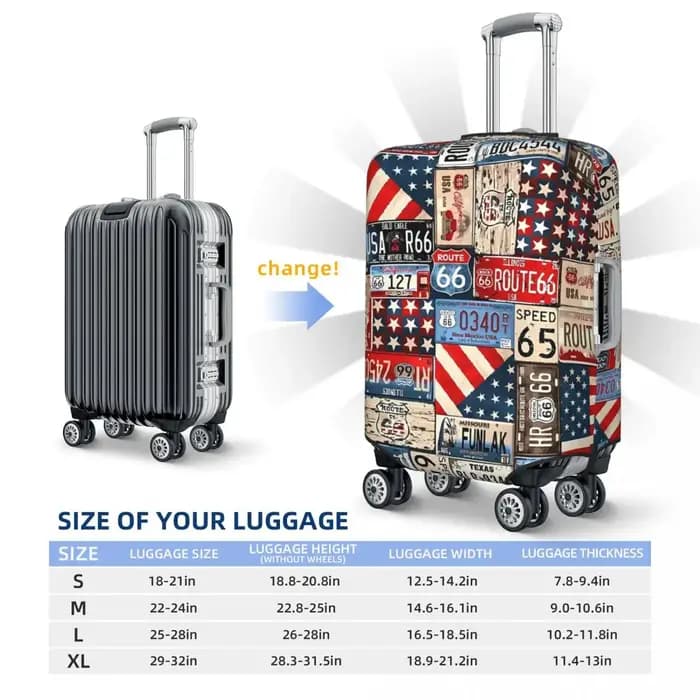 Juste de valise imprimée de voyage, étui à bagages pratique, protecteur de voyage, histoire vintage, vacances