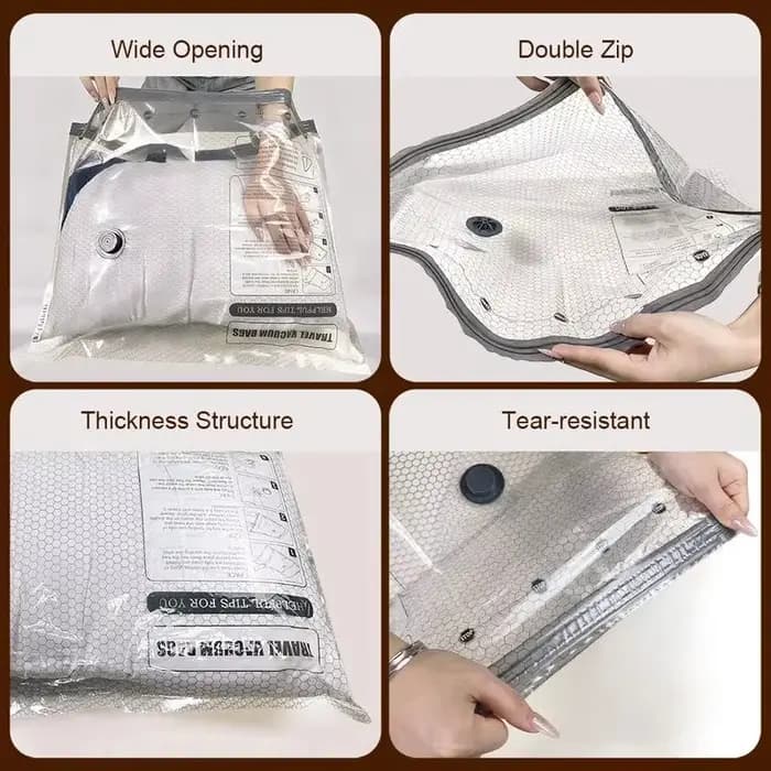 Sacs sous vide pour voyage avec pompe à air rechargeable