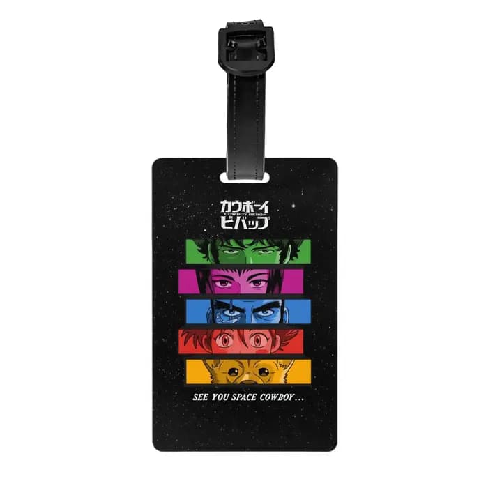 Étiquettes de bagages personnalisées Cowboy Bebop Anime, dessin animé manga personnalisé Étiquettes de bagages avec couvercle de confidentialité et étiquette d'identification