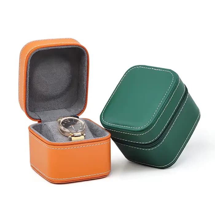 Boîtier de montre unique en cuir, étui de voyage avec coussin amovible, mallette de rangement de bijoux, organisateur, boîte de montre carrée Portable