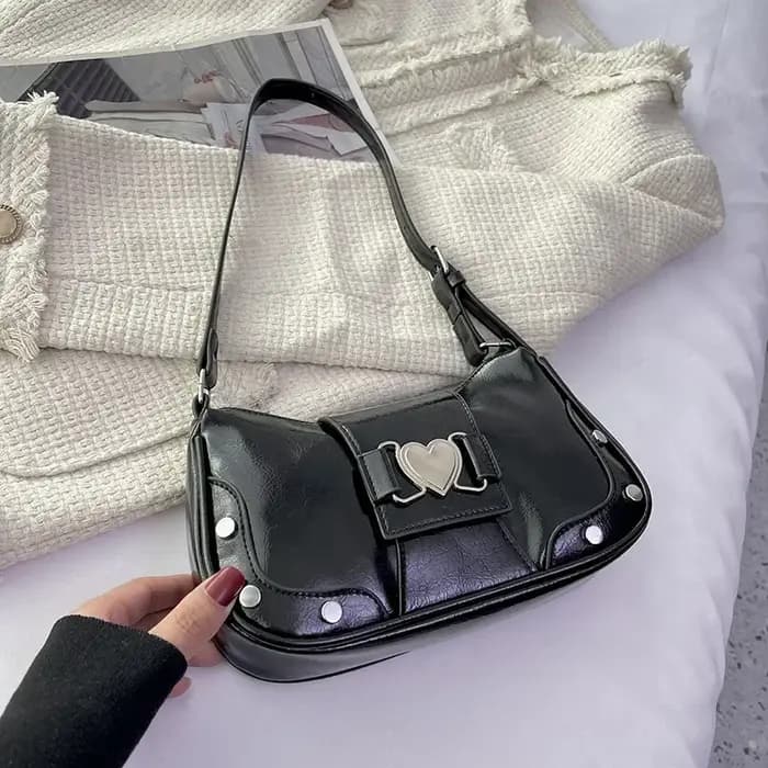 Sac à bandoulière de luxe en cuir PU Y2K pour filles, sac sous les bras avec chaîne Vintage pour dam