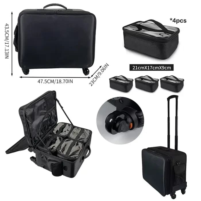Valise de Maquillage Professionnelle Designer avec Poignée Extensible