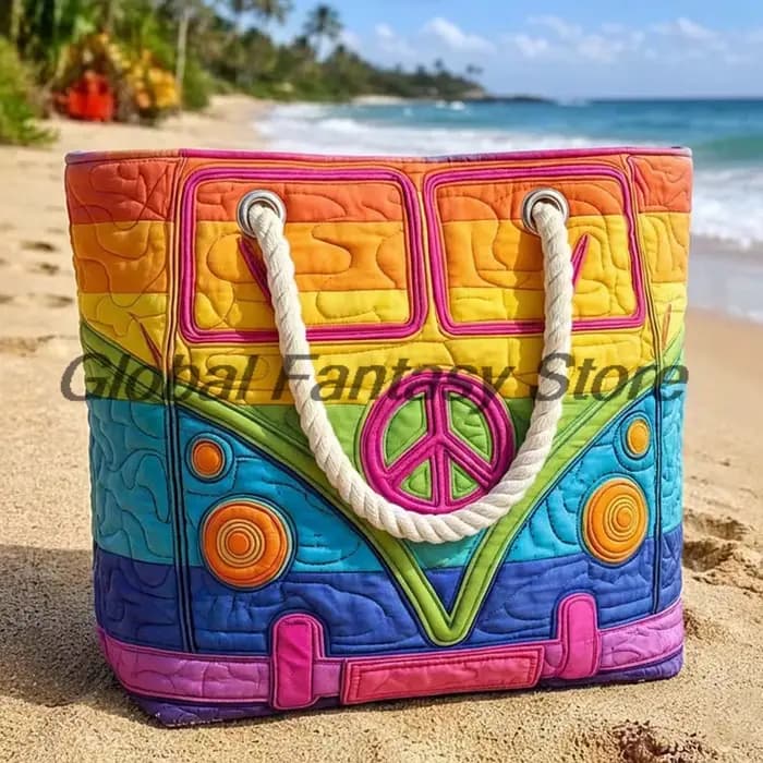 Sac de plage matelassé style hippie vintage