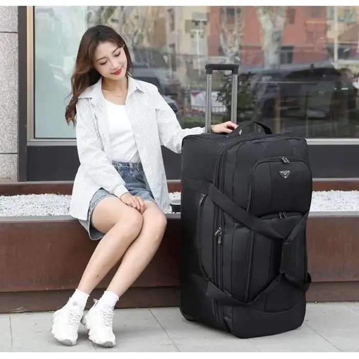 Sac de chariot à bagages télescopique en aluminium et tissu Oxford 150L grand sac de voyage extensible pliable pour vêtements et déménagement