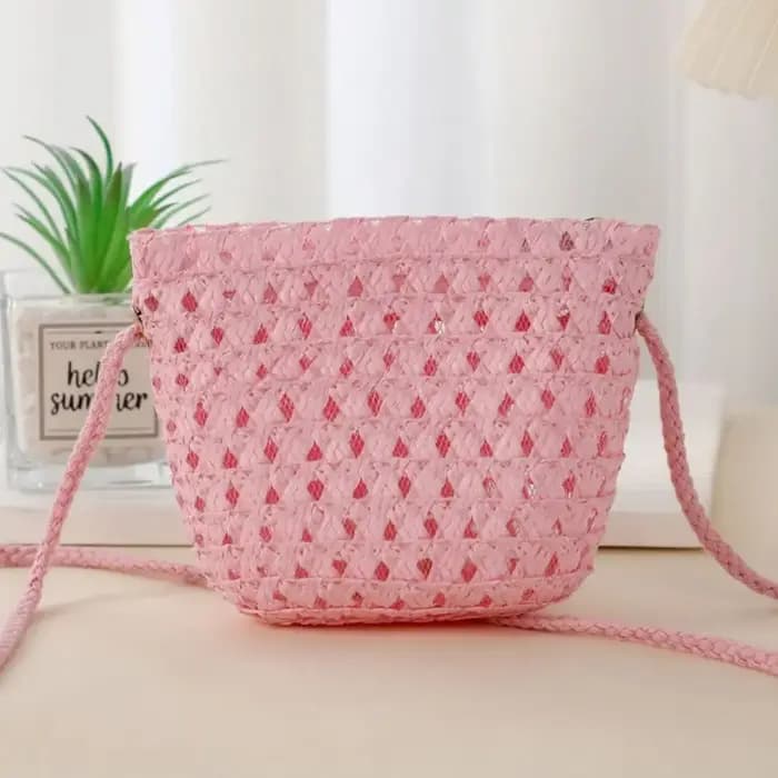 Sac de paille en paille pour femmes et filles, sac de plage d'été fait à la main en forme de coquill