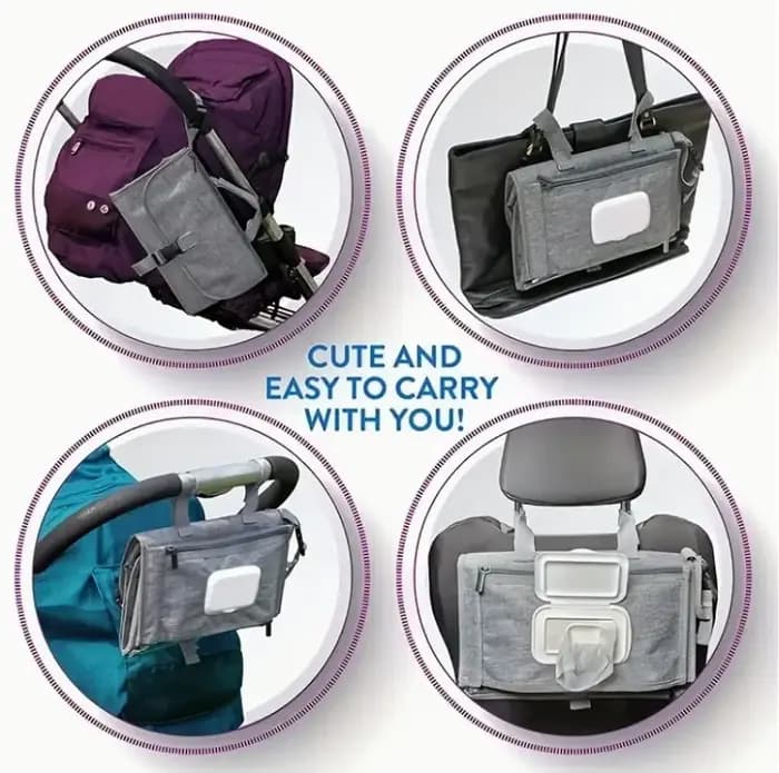Matelas à langer portable avec sac de rangement – Tapis de changement de couches à une main pour sacs