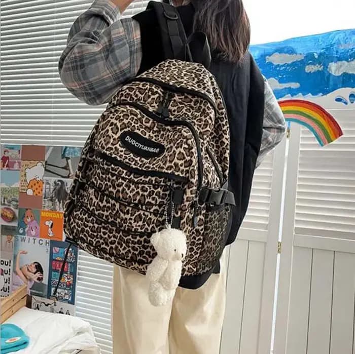 Sac à dos de voyage imprimé léopard pour hommes et femmes