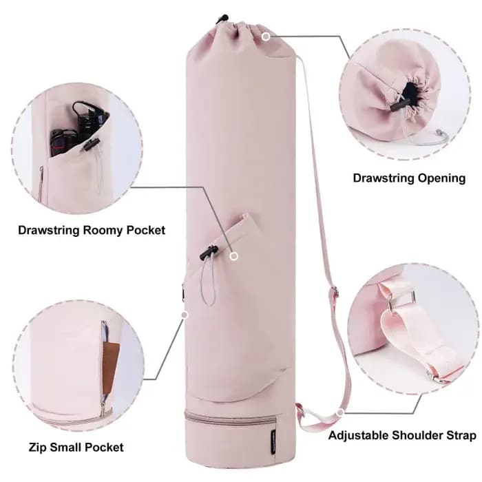 Sac pour tapis de yoga avec poche pour bouteille d'eau et rangement humide – Support multifonctionnel pour salle de