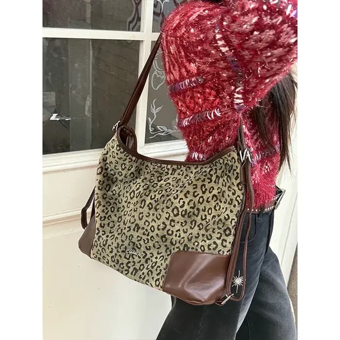 ELFSACK sac à dos polyvalent à la mode imprimé léopard Patchwork sac à bandoulière pour femmes