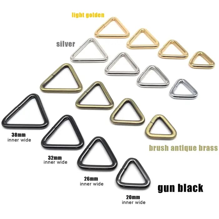 5 pièces fer haute qualité 20mm 25mm 32mm 38mm sac à main en cuir sac sangle ceinture chien collier chaîne Web O Dee Triangle anneau boucle fermoir