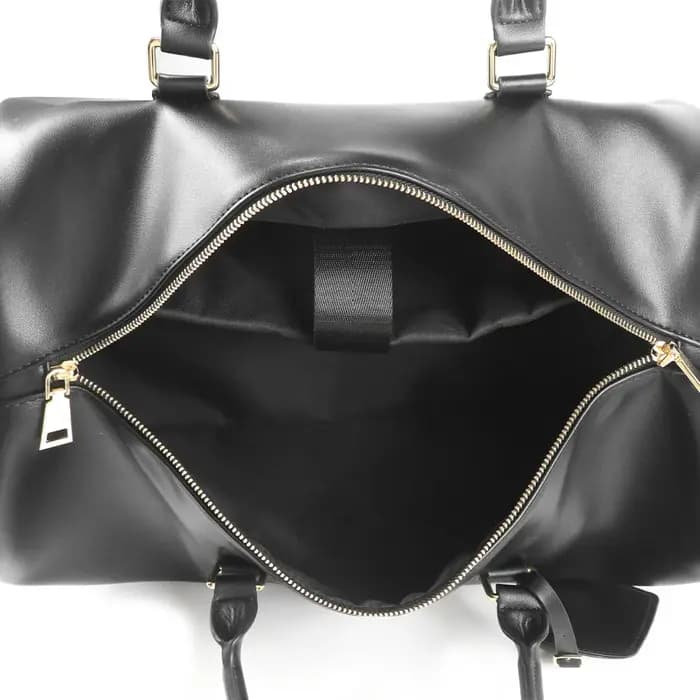 Sac de voyage à roulettes en cuir véritable noir de 19 pouces