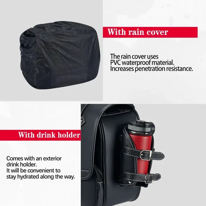 Sacoche latérale de moto en cuir PU
