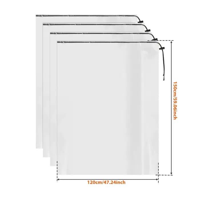 Lot de 4 housses de protection transparentes pour valises avec cordon de serrage, sacs de rangement