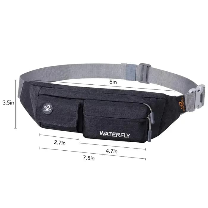 WATERFLY Fanny Pack pour femmes hommes petite pochette de taille sac de ceinture mince avec 4 poches pour la marche sac de poitrine à bandoulière léger