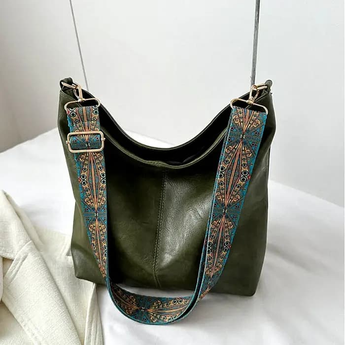 Sac à bandoulière vintage en cuir PU pour femme, grande capacité, style hobo, avec large sangle, sac