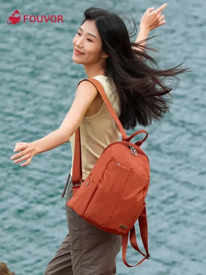 Fouvor sac à dos pour femmes tendance 2025 rouge grand sac à dos de sport décontracté pour ordinateur portable en Nylon imperméable mode épaules sacs nouveau 2961-02
