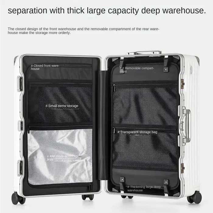 Valise de 32 pouces, grande capacité, PC épais, cadre en aluminium, valise de voyage, sac d'habitacle de 20 pouces avec porte-gobelet