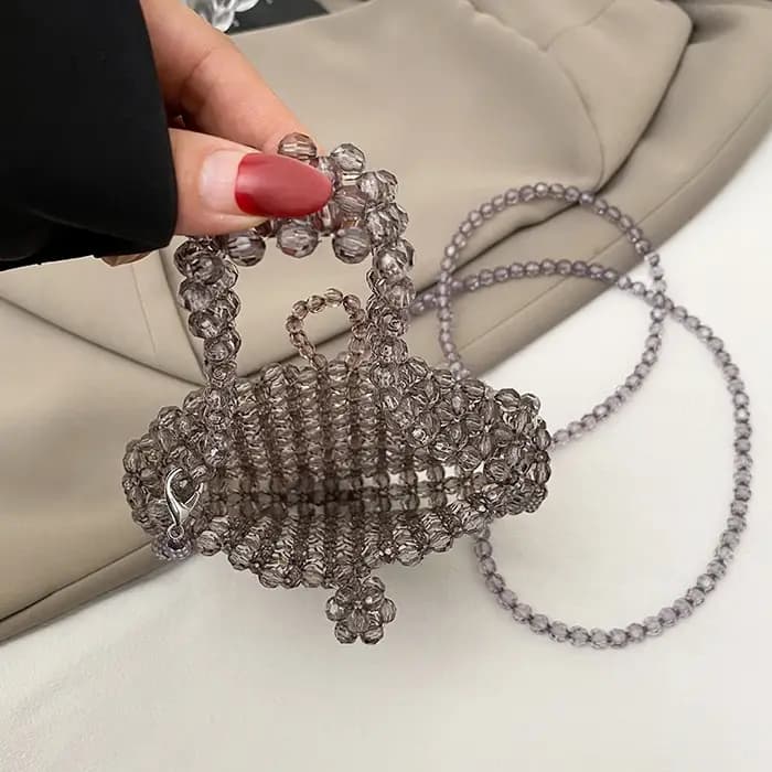 Pochette en cristal perles tissé à la main sac