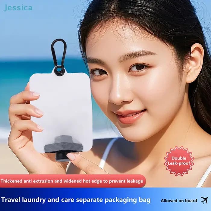 ♥ Pochette pour liquide pliable – Récipient de voyage réutilisable de gros calibre pour articles de toilette, liquides et utilisation en extérieur