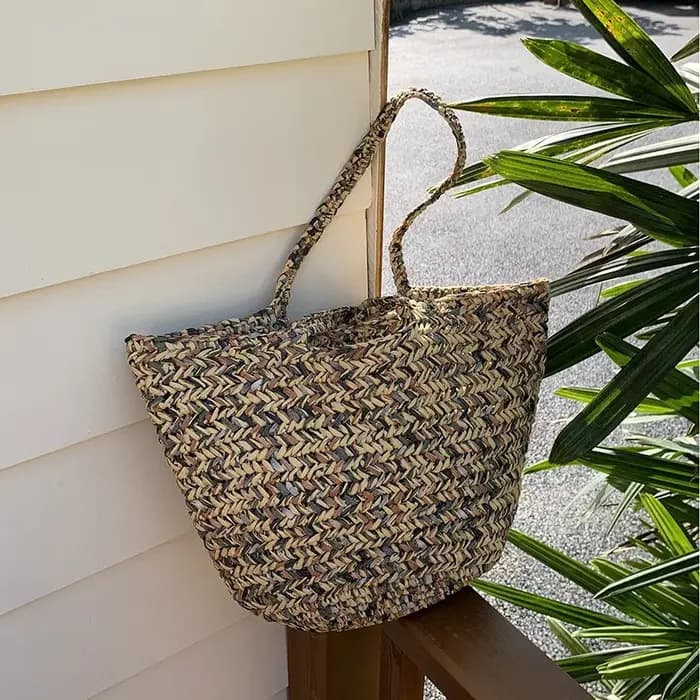Sac à bandoulière en paille tressé fait main grande capacité pour femme – Collection été – Sacs de plage et cabas tendance