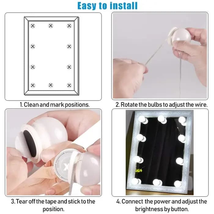 Miroir de maquillage ampoule LED lumières de vanité USB charge salle de bain coiffeuse éclairage Dimmable LED