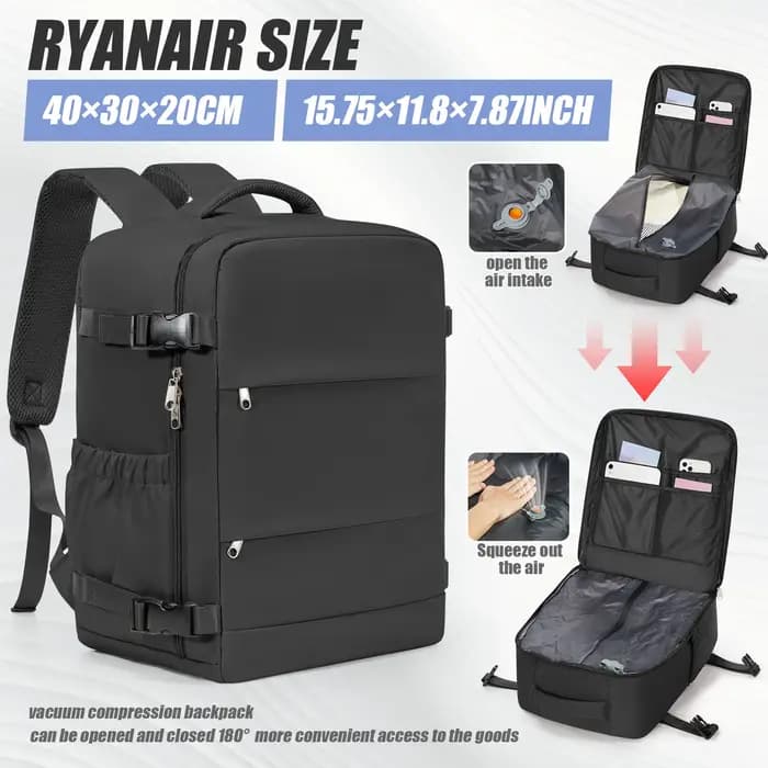 Sac à dos de compression sous vide Ryanair 40x30x20 Sac à dos de voyage EasyJet Wizzair Sac de cabine 15