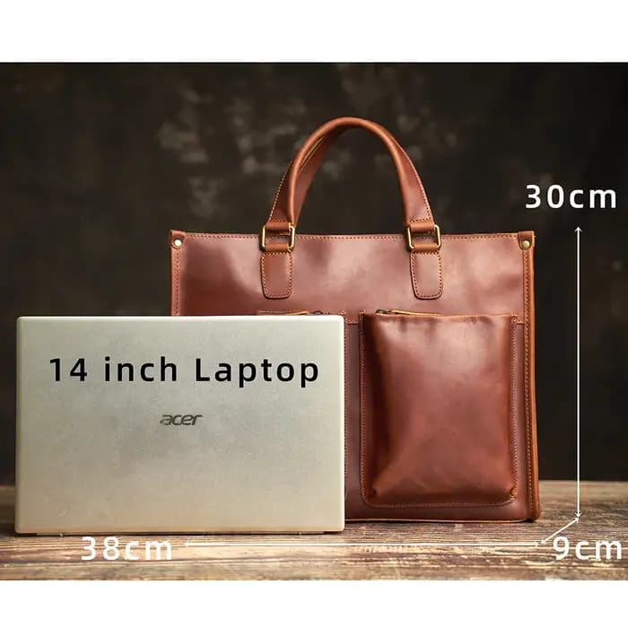 NUPUGOO – porte-documents Vintage en cuir véritable pour hommes