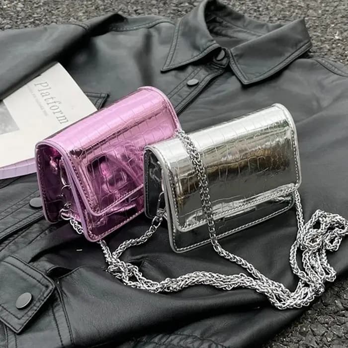 Sac à bandoulière Vintage argenté Chic pour femmes