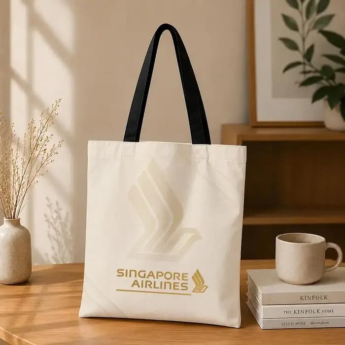 Sac de rangement en toile de la compagnie aérienne Singapore Airlines, adapté pour le travail, l'école et les trajets quotidiens, sac de courses réutilisable.
