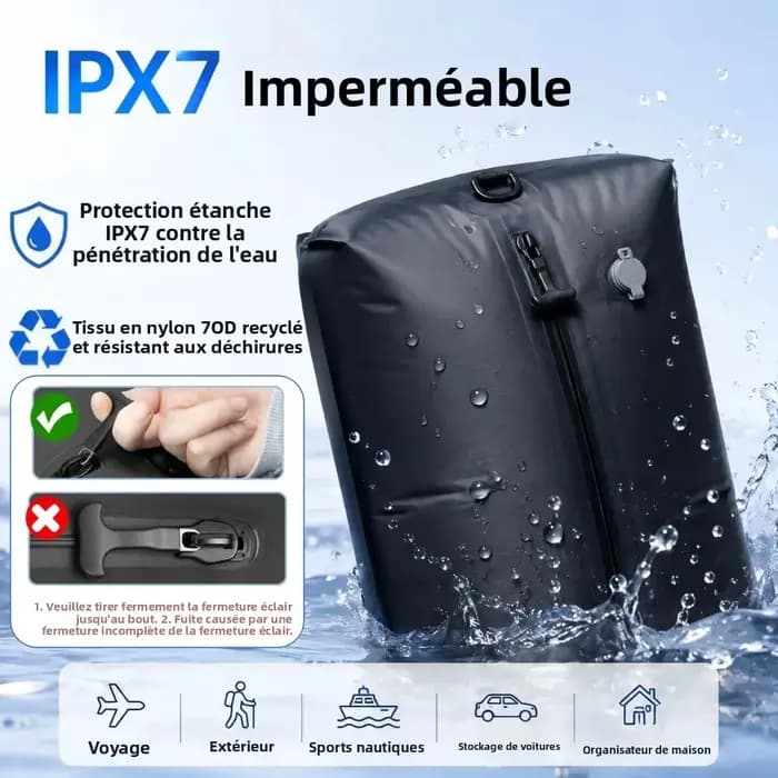 Sac de rangement sous vide pour bagages de voyage, économise 50 % d'espace, léger, réutilisable, sacs de compression pour vêtements d'extérieur, pour valises