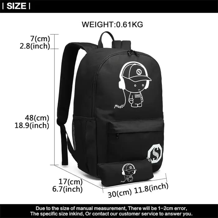 Sac à dos unisexe KONO, fluorescent, léger, imperméable, en polyester, 30x17x48cm, pour l'école, les