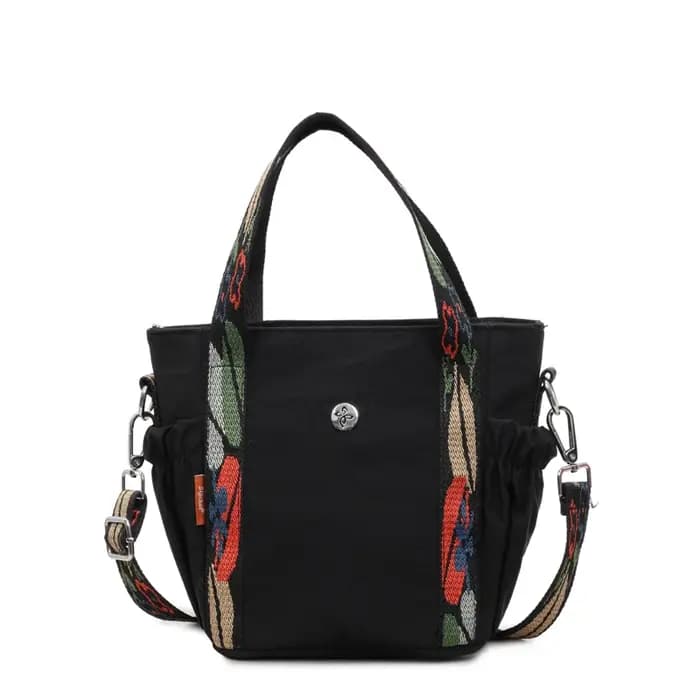 Sac fourre-tout vintage en nylon brodé pour femme, sac à bandoulière décontracté multi-poches pour l