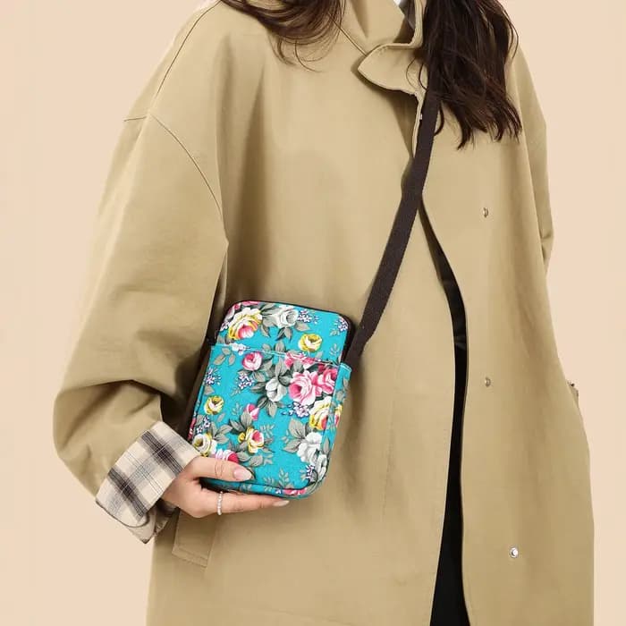 Sac bandoulière en toile à motif floral pour femme