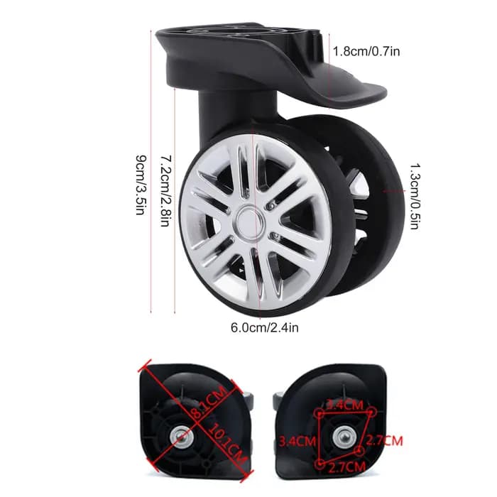 1 Paire de Roues Pivotantes pour Valise
