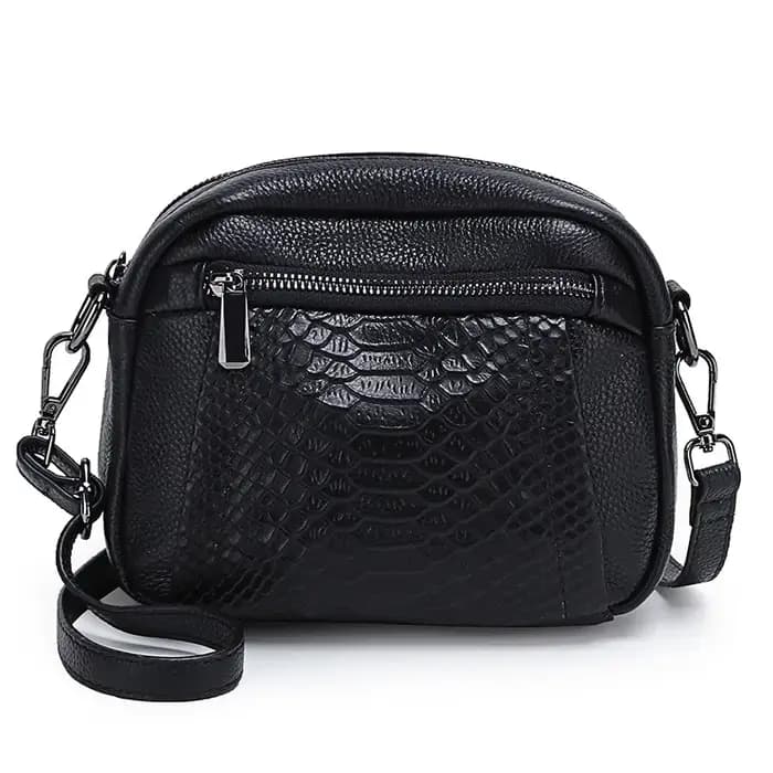 Sac bandoulière en cuir véritable gaufré croco, sac à l'épaule en cuir pleine fleur pour femme, tend
