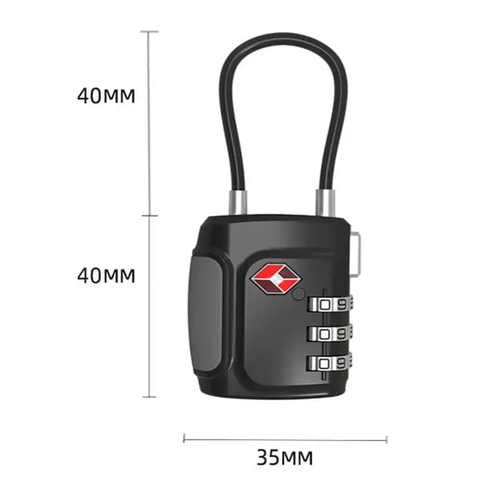 Serrure en fil d'acier TSA à 3 chiffres