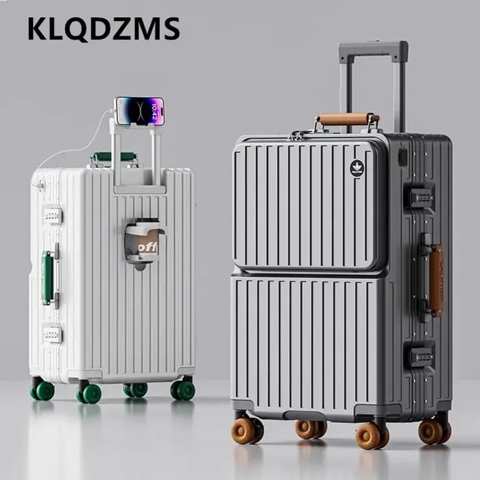 KLQDZMS – bagage de voyage avec cadre en aluminium, valise d'embarquement de 20 pouces, ouverture fr