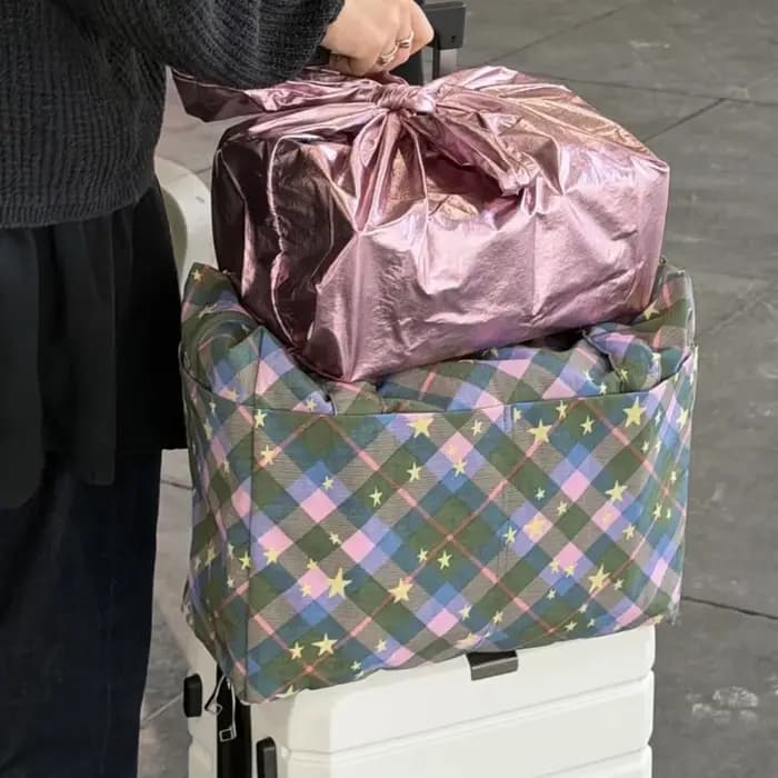 Baggu Small Cloud Carry-On Sac de voyage de grande capacité en polyester, style décontracté, sac à bagages de forme carrée verticale, ouverture à fermeture éclair