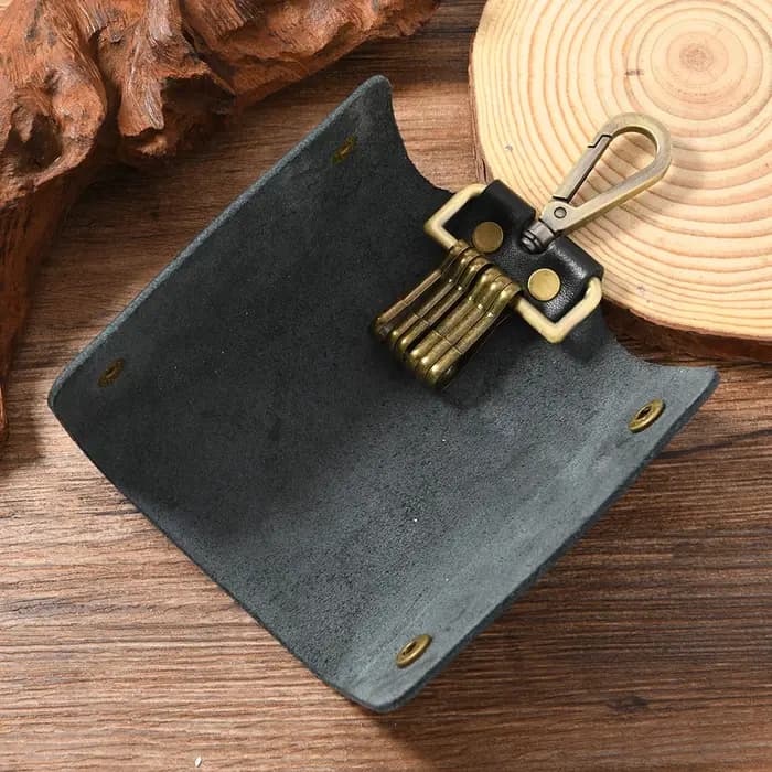 Porte-clés en cuir, organisateur de clés, portefeuille de rangement de clés en cuir véritable pour la maison, le bureau et l'école