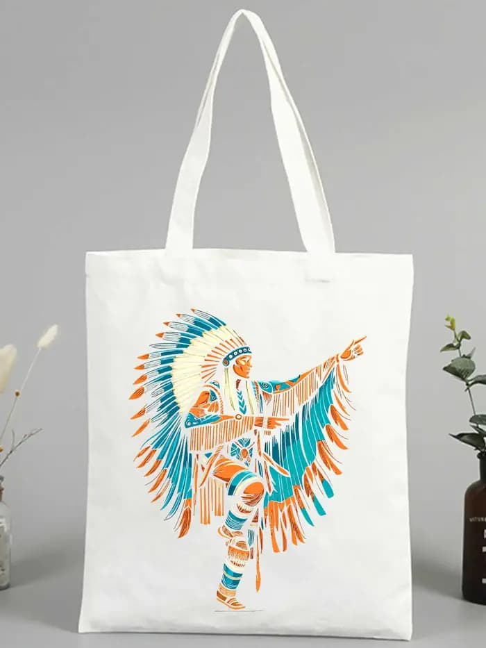 Sac fourre-tout en toile pour femme avec motif d'inspiration tribale, idéal pour les sorties décontr