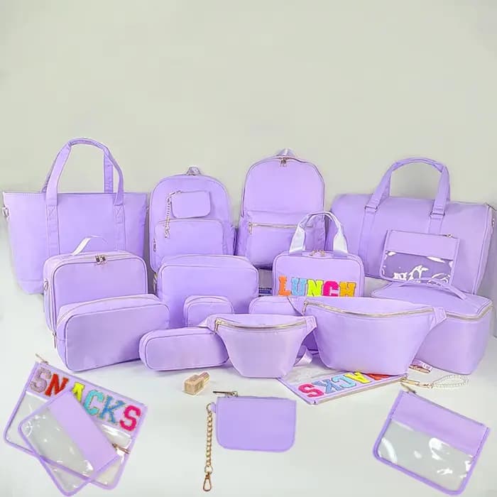 Trousse de maquillage imperméable en nylon série Purple