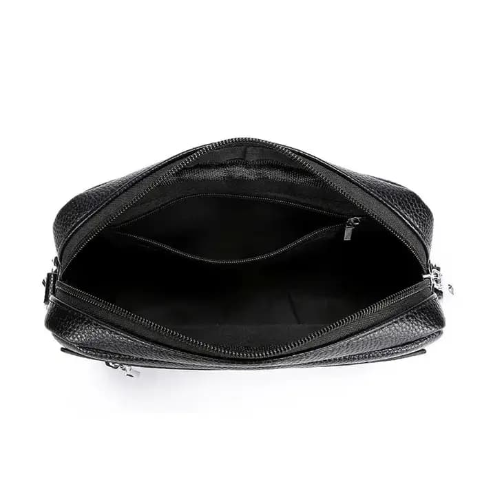 Sac à bandoulière rétro multifonctionnel pour homme en cuir litchi