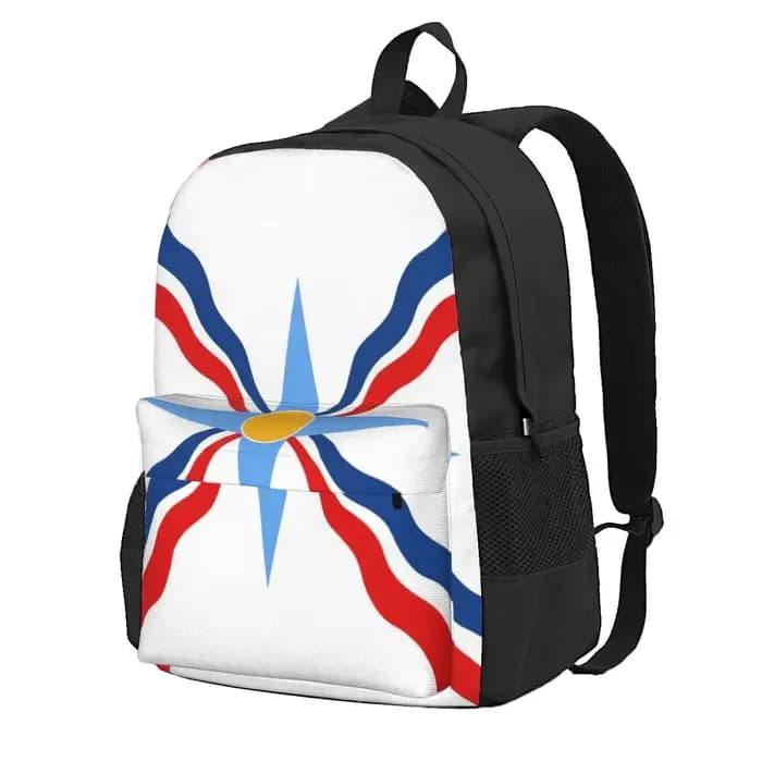 Sac à dos d'école de luxe avec drapeau assyrien Suryoyo pour étudiants, sac de randonnée, sac de voyage, sac à dos de jour pour garçons et filles, sac à livres tendance, sacs à bandoulière